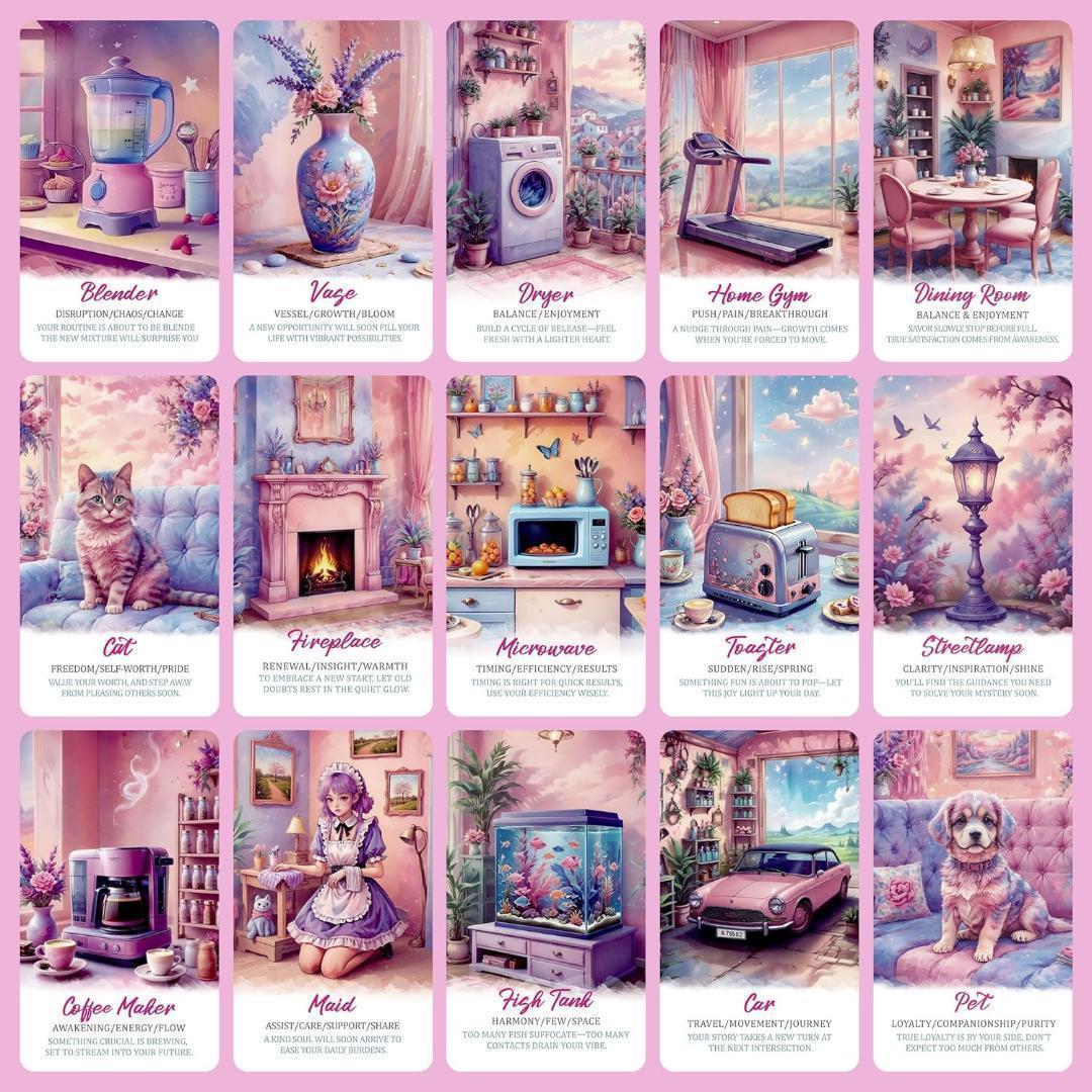 【正規品オラクルカード】夢可愛い✨ピンクエッジ✨家がテーマの女子力溢れるデッキ