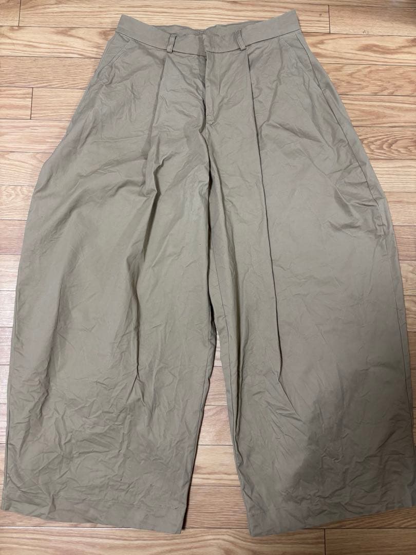 PUSHPUSH KHAKI PANTS ベージュ ワイドチノパンツ XLサイズ