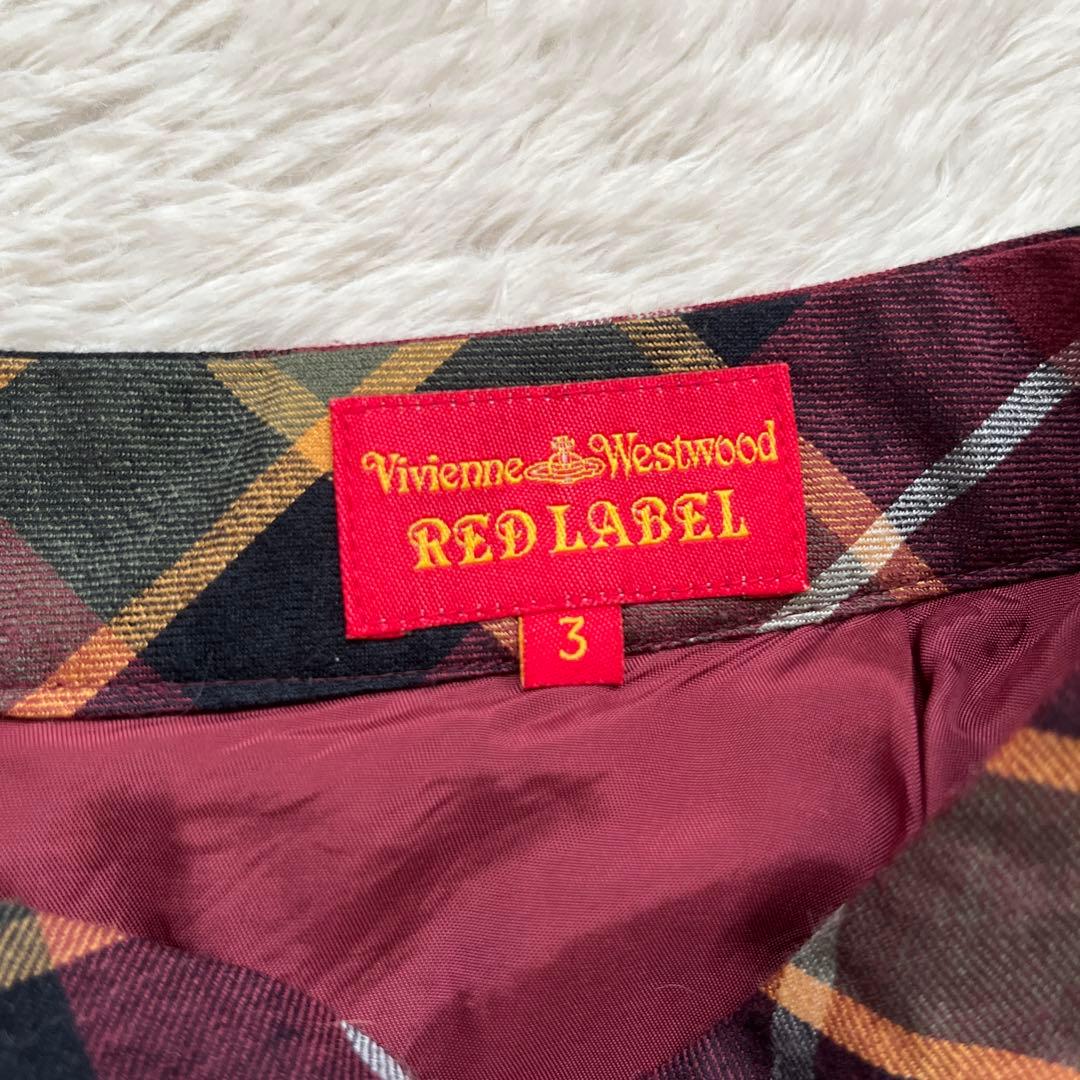 【ヴィヴィアンウエストウッド】変形ミニスカート　フレア　ロゴボタン　チェック　3