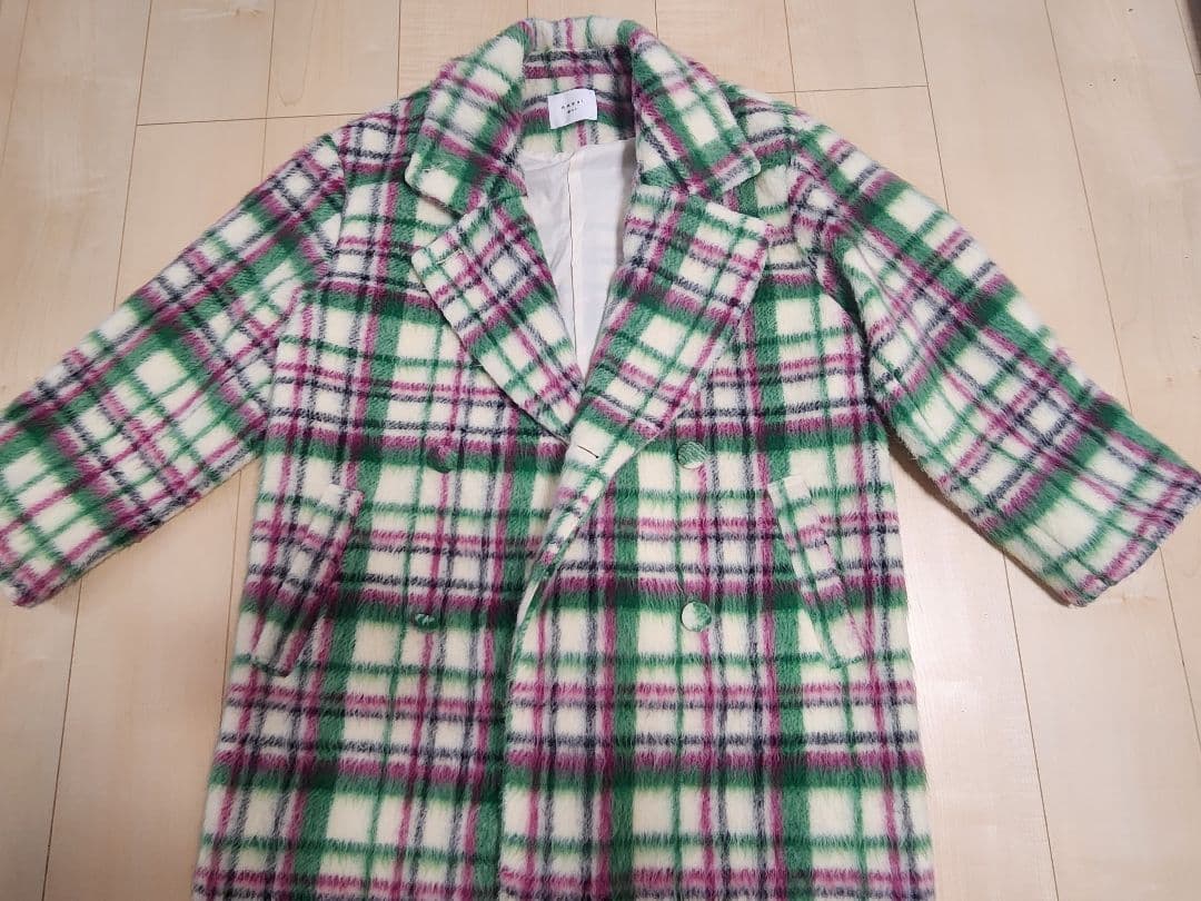 AMERI ADORABLE SHAGGY CHECK COAT　S