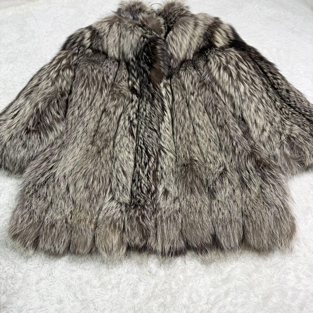 着丈90cm 肉厚 サガフォックス ロイヤル シルバーフォックス ロング 毛並◎