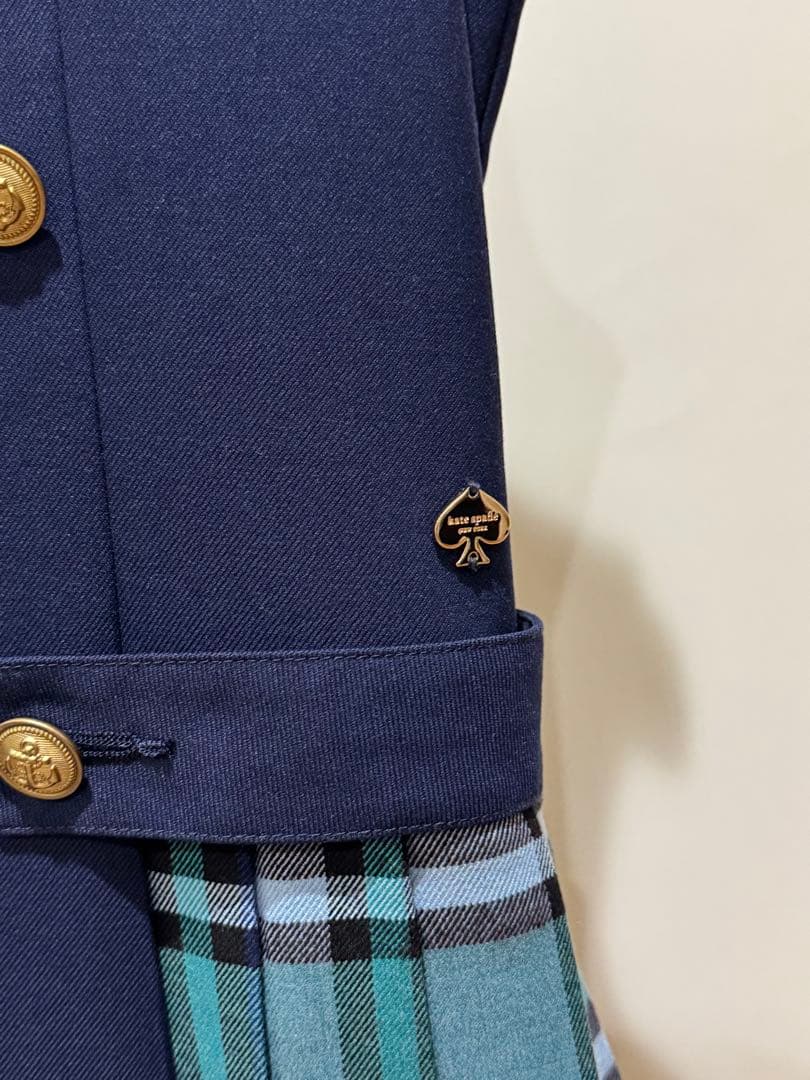 美品 ケイトスペードニューヨーク　チェック切り替えジャンパースカート160㎝