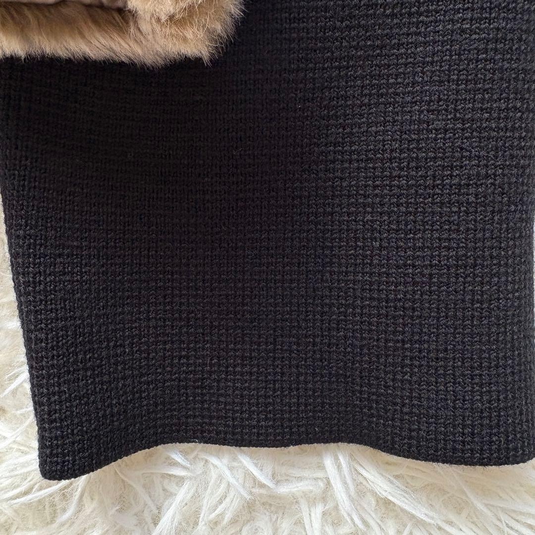 美品 ウール100% リアルファー　アドーア　ニットジャケット　ノーカラー　38