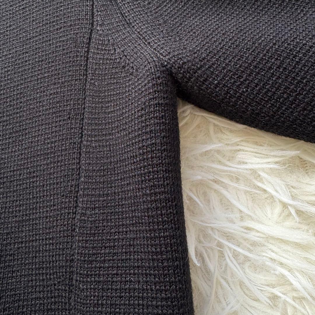 美品 ウール100% リアルファー　アドーア　ニットジャケット　ノーカラー　38