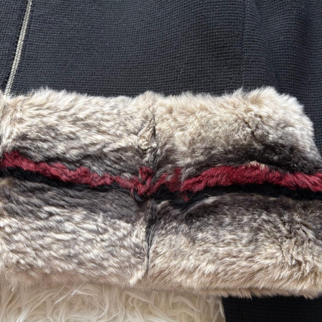 美品 ウール100% リアルファー　アドーア　ニットジャケット　ノーカラー　38