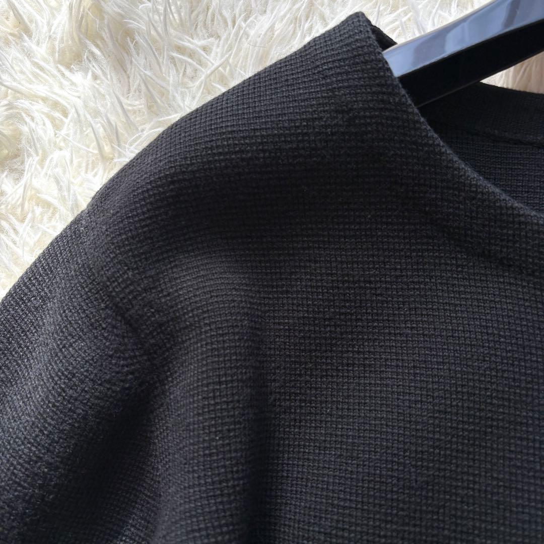 美品 ウール100% リアルファー　アドーア　ニットジャケット　ノーカラー　38