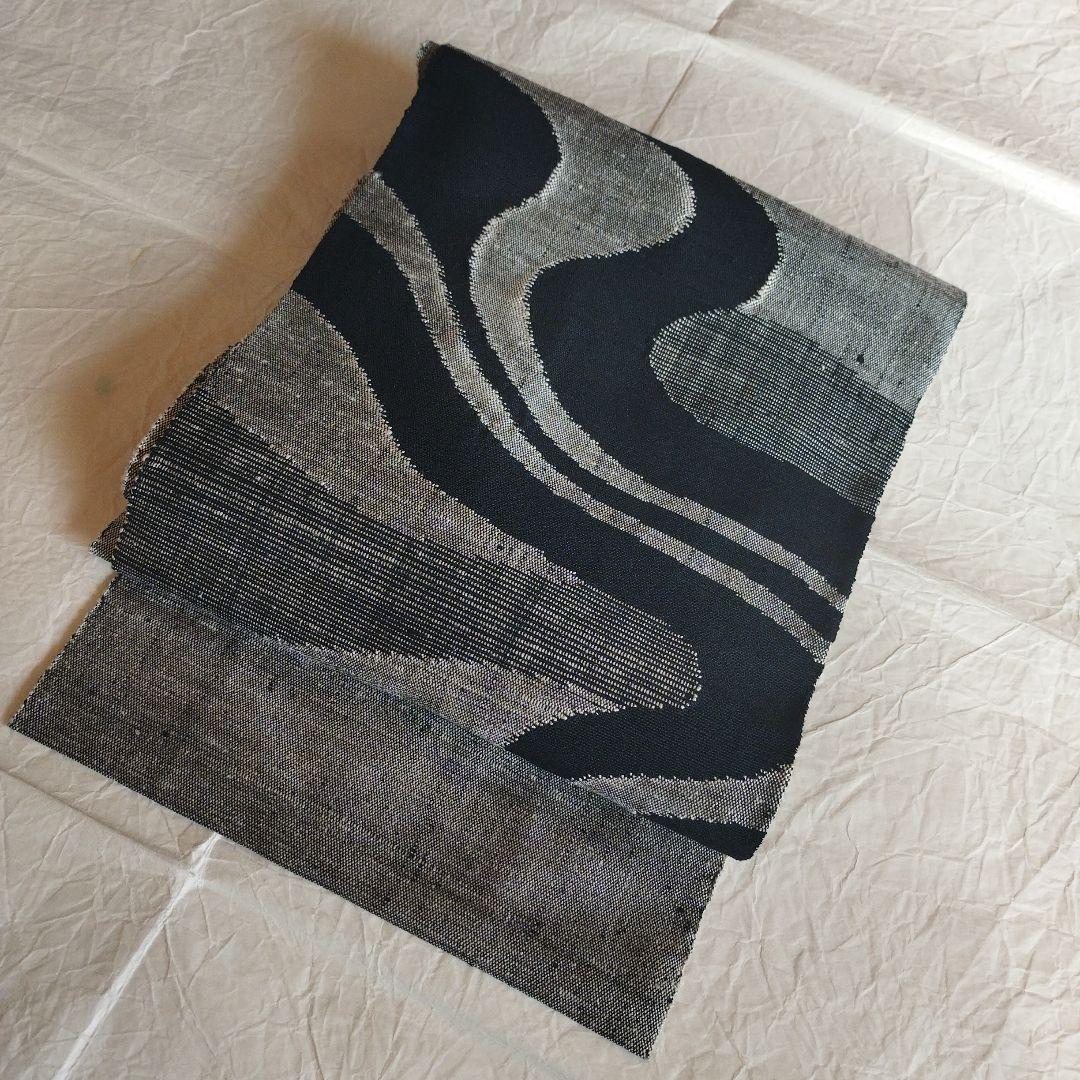 正絹　手織り真綿紬名古屋帯