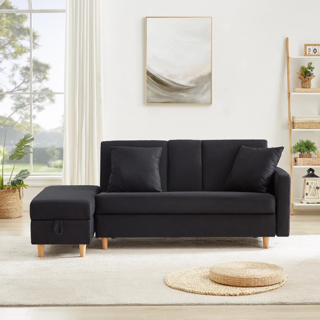 ソファ　ソファーベッド　多機能ソファ　3人掛け　オットマン付き 肘掛け付き