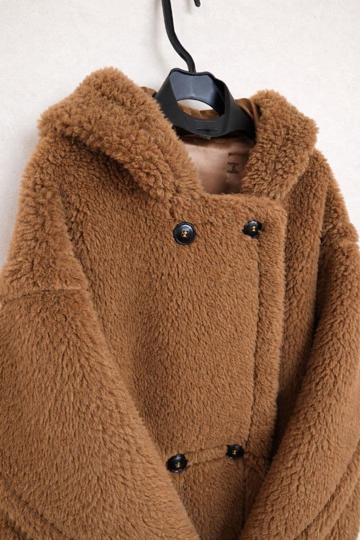 Max Mara テディベア風 フーデッド ロング　ファーコート　ヴィンテージ
