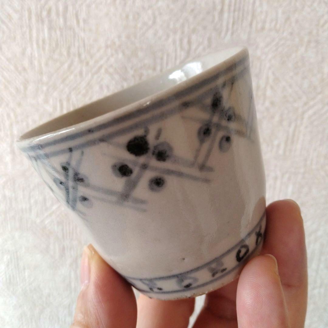 【秋の感謝セール！〜9/28まで】古伊万里染付格子文蕎麦猪口江戸時代