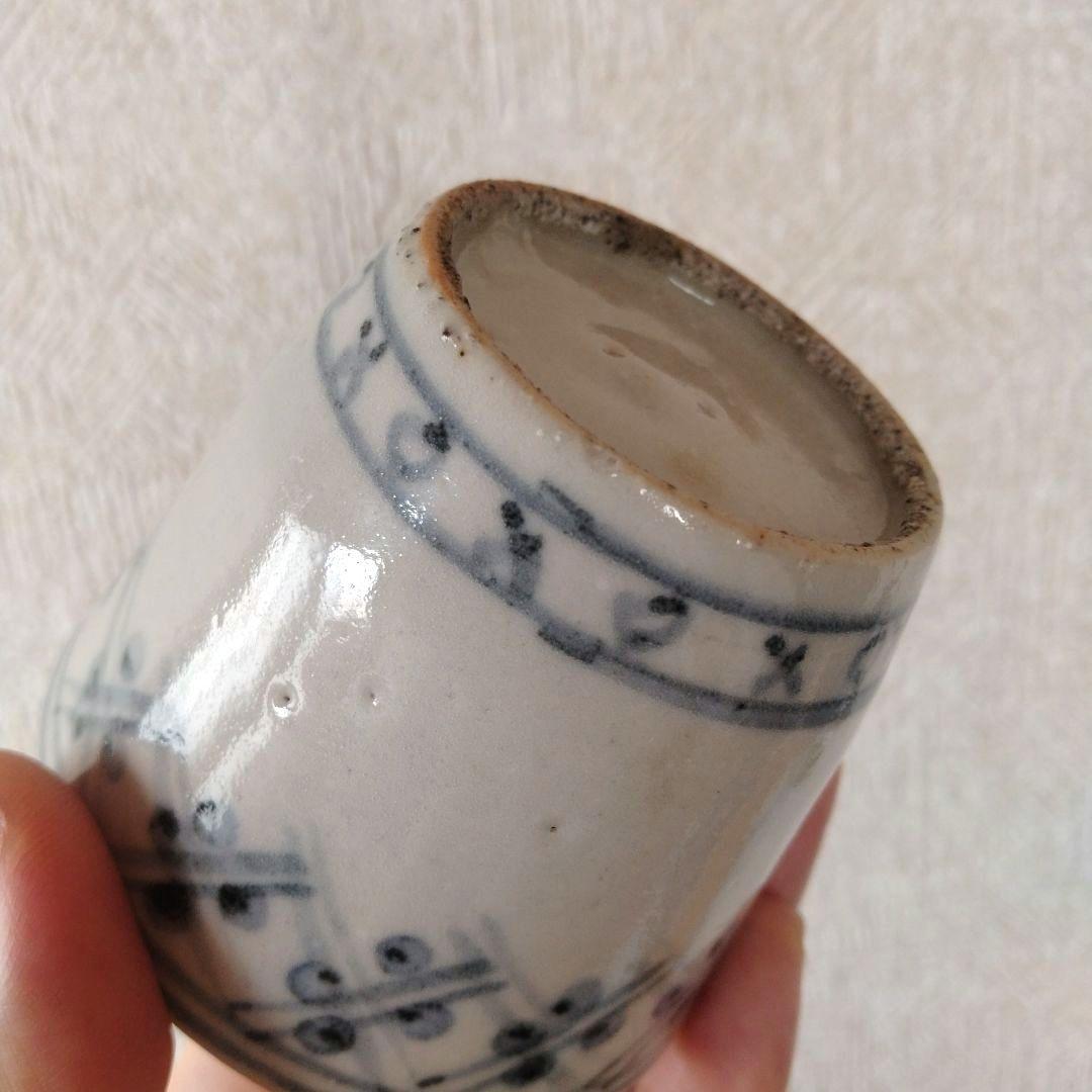 【秋の感謝セール！〜9/28まで】古伊万里染付格子文蕎麦猪口江戸時代