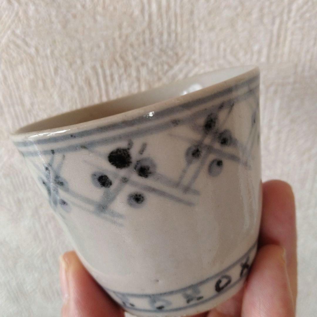 【秋の感謝セール！〜9/28まで】古伊万里染付格子文蕎麦猪口江戸時代