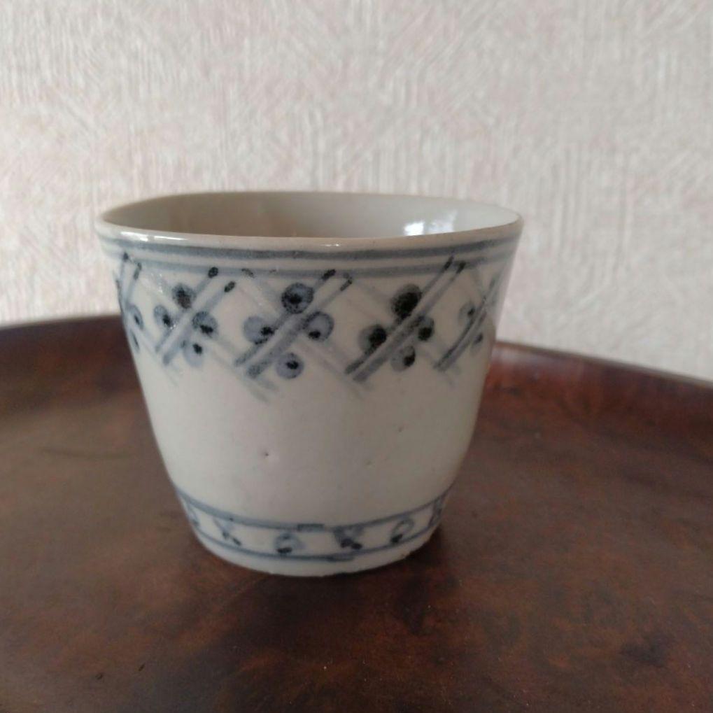 【秋の感謝セール！〜9/28まで】古伊万里染付格子文蕎麦猪口江戸時代