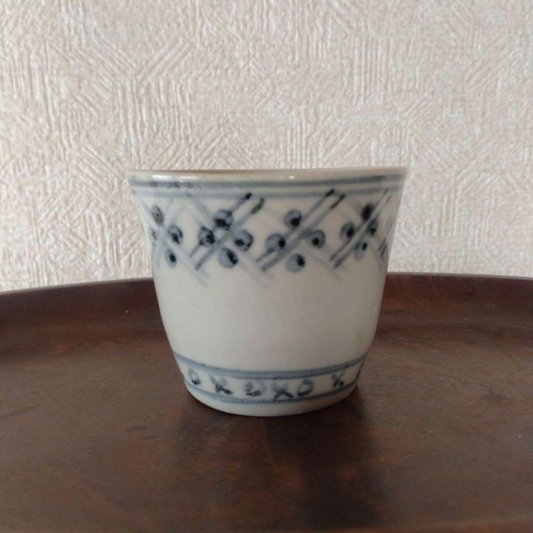 【秋の感謝セール！〜9/28まで】古伊万里染付格子文蕎麦猪口江戸時代