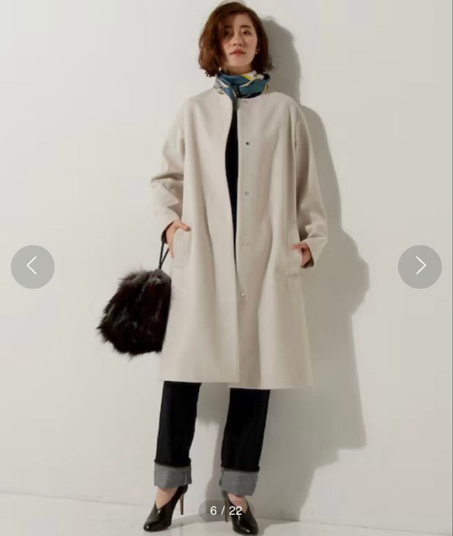 【極美品】UNITED ARROWS◇サイズ38◇ノーカラー コート◇ウール