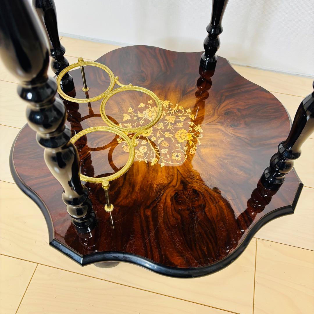 イタリア製 ティーワゴン 象嵌細工 アンティークワゴン キッチンワゴン　送料込