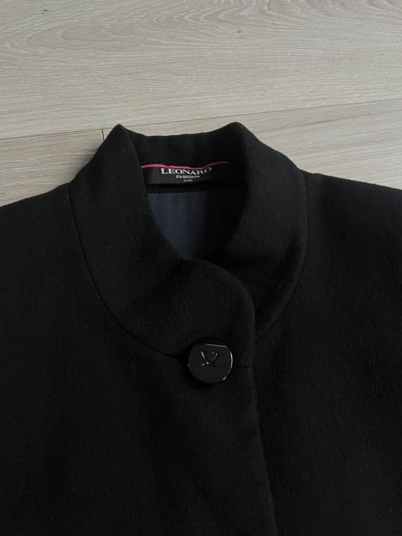 【美品】LEONARD レオナール　カシミヤ 混 ロングコート 薔薇 花柄