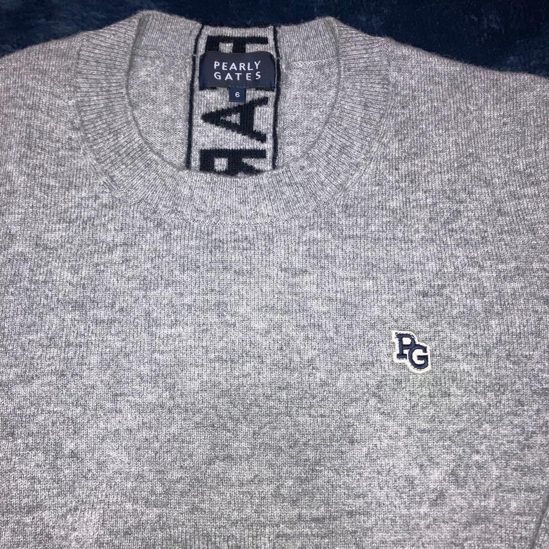 パーリーゲイツ カシミヤ クルーネックニットセーター カシミヤ100 6 グレー