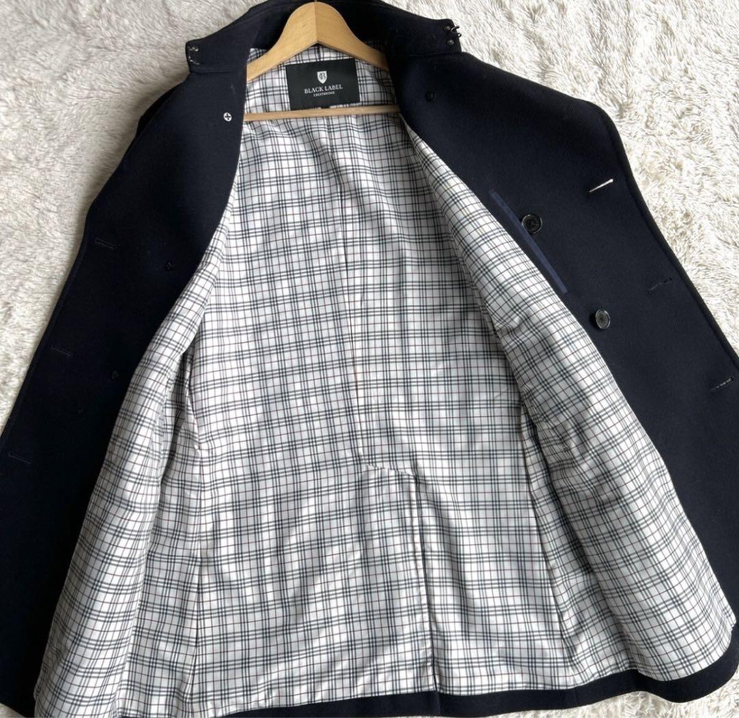 希少L ブラックレーベル　ピーコート　紺