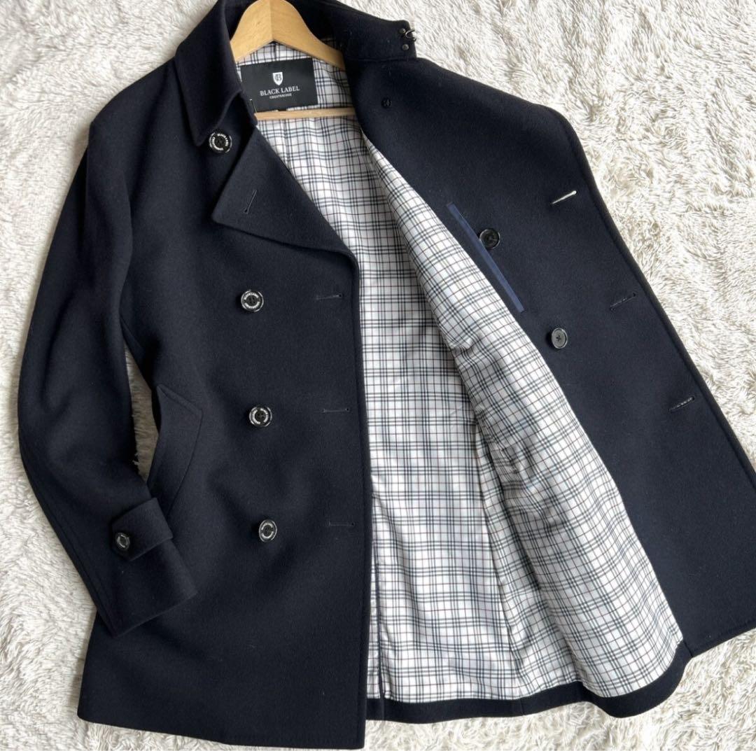 希少L ブラックレーベル　ピーコート　紺