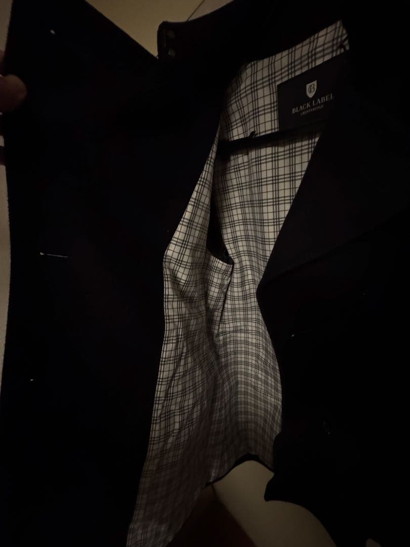 希少L ブラックレーベル　ピーコート　紺