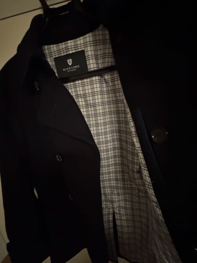 希少L ブラックレーベル　ピーコート　紺