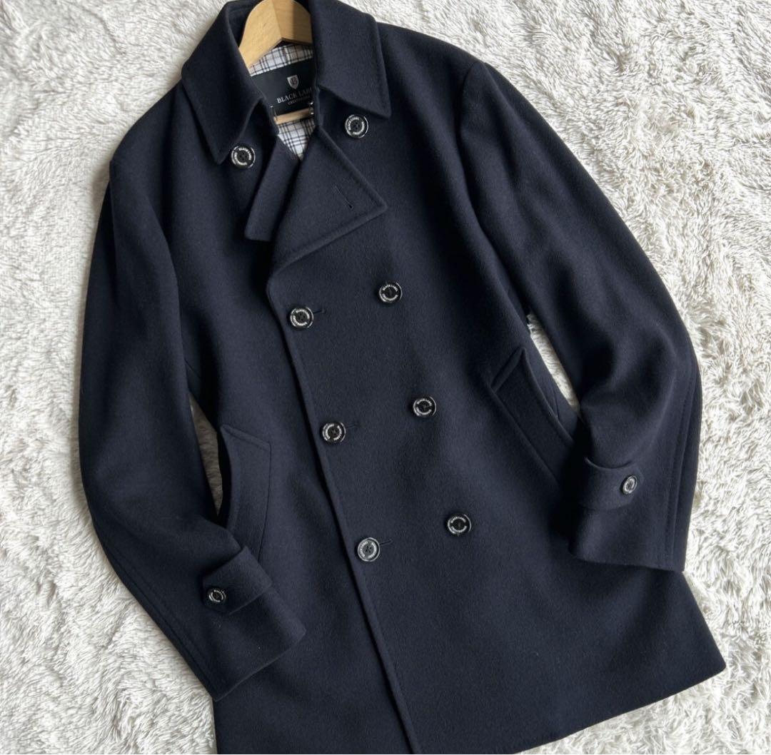 希少L ブラックレーベル　ピーコート　紺