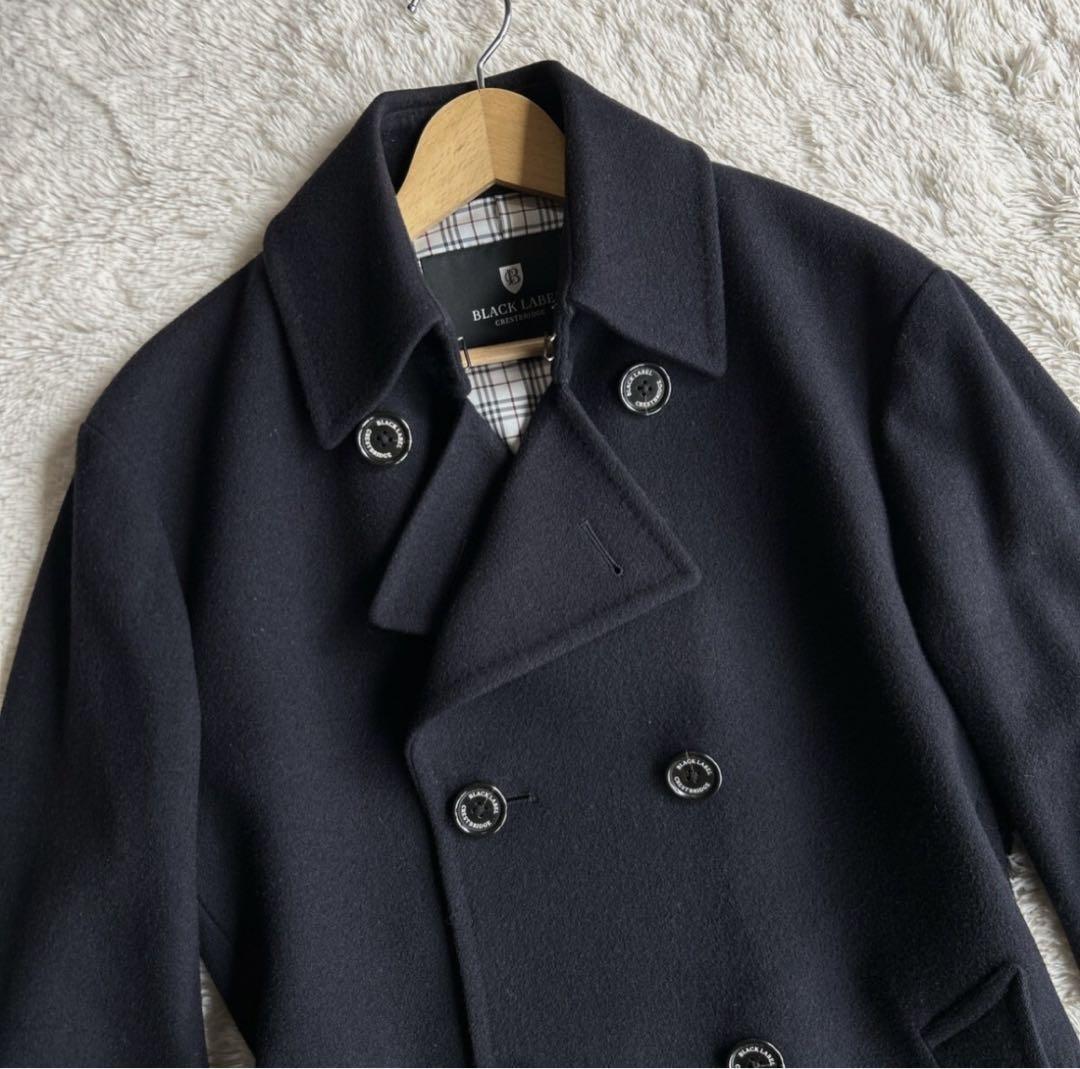 希少L ブラックレーベル　ピーコート　紺