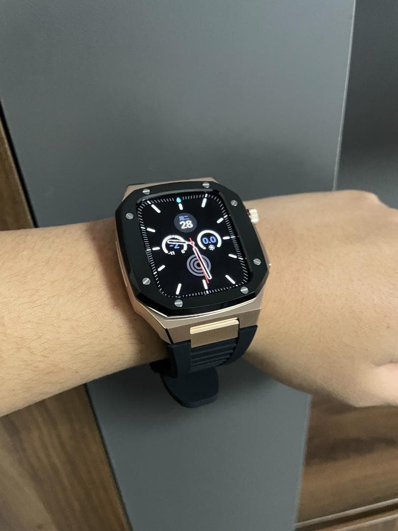 44mm 45ｍｍ apple watch メタル ラバーバンド カスタム 金属