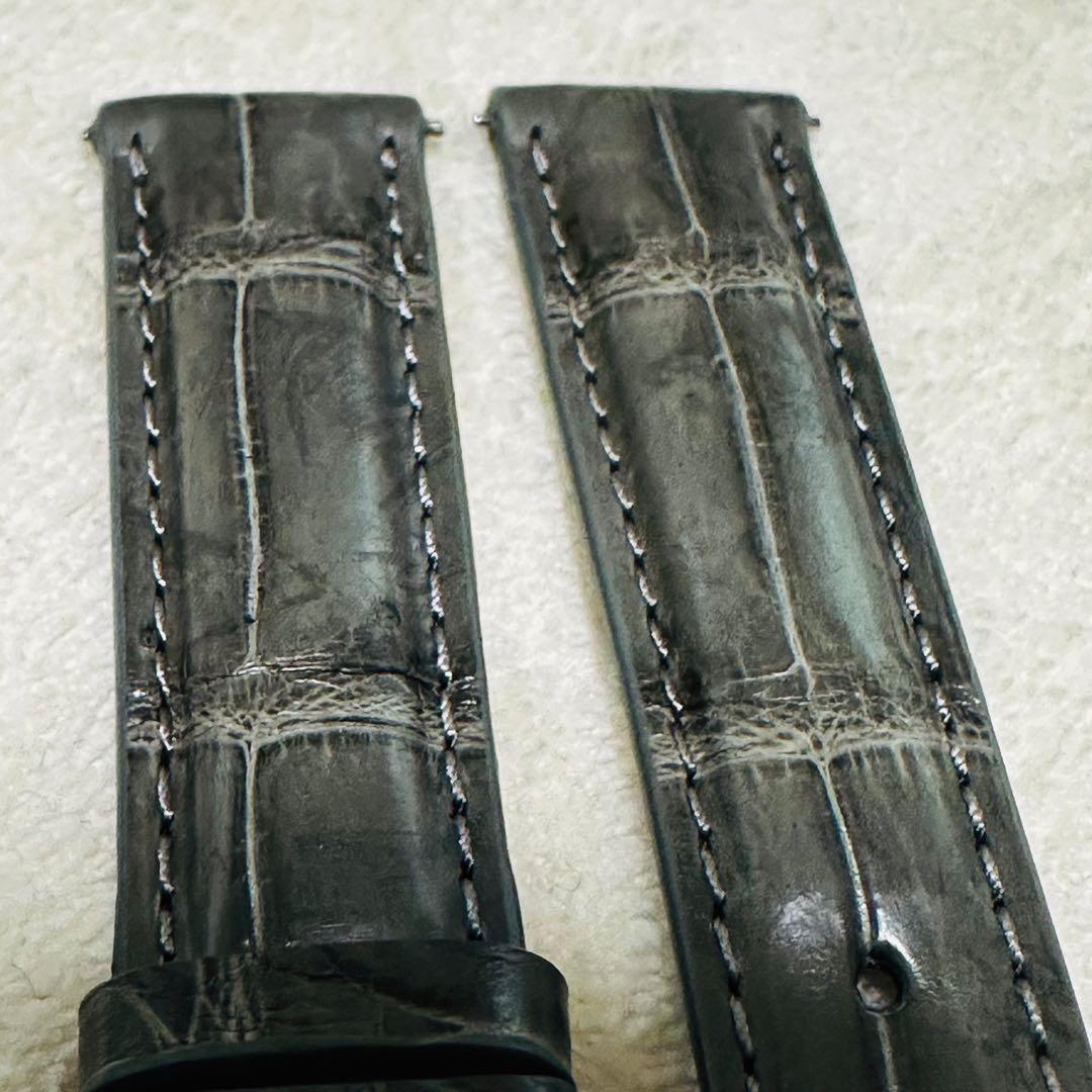1018#18mm-16mmダークアッシュ★スイス製★本物クロコダイルベルト