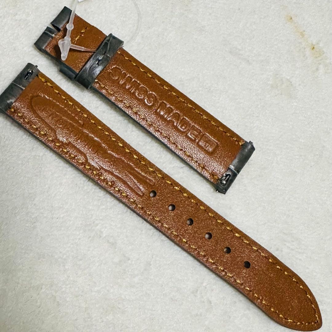 1018#18mm-16mmダークアッシュ★スイス製★本物クロコダイルベルト