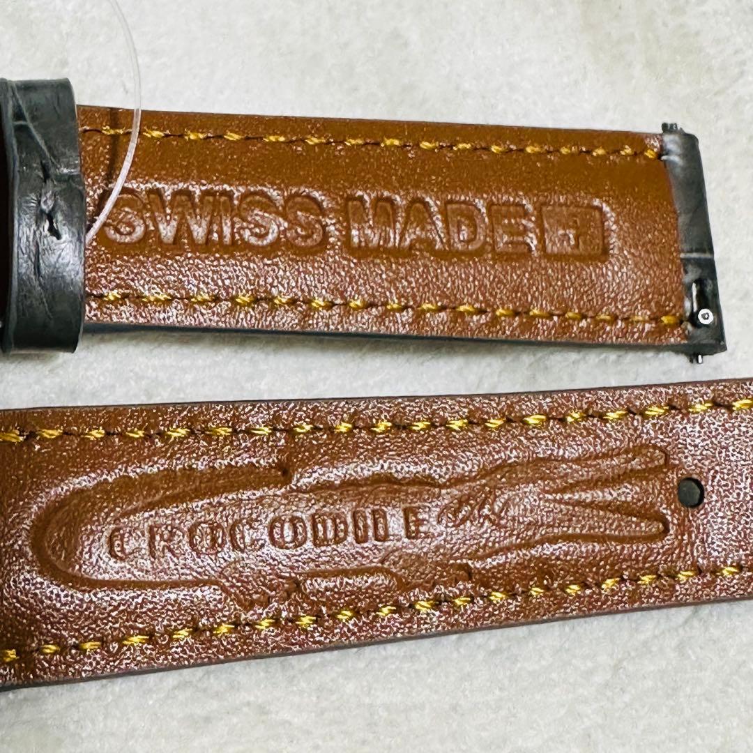 1018#18mm-16mmダークアッシュ★スイス製★本物クロコダイルベルト