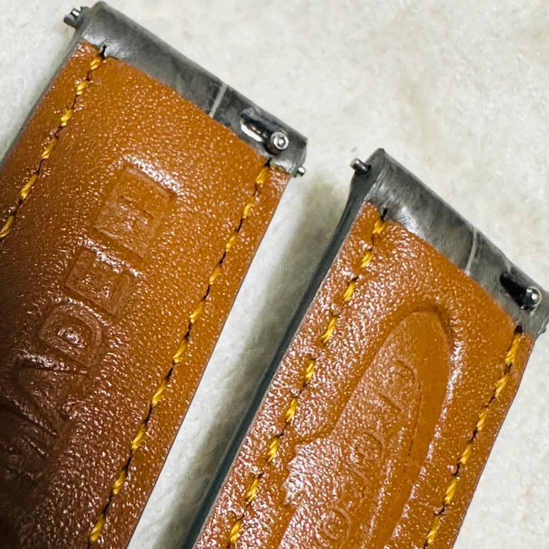 1018#18mm-16mmダークアッシュ★スイス製★本物クロコダイルベルト