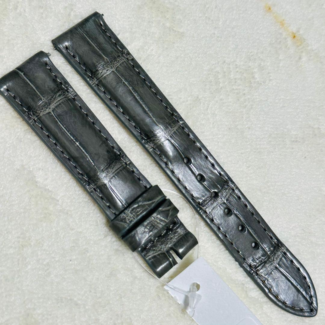 1018#18mm-16mmダークアッシュ★スイス製★本物クロコダイルベルト