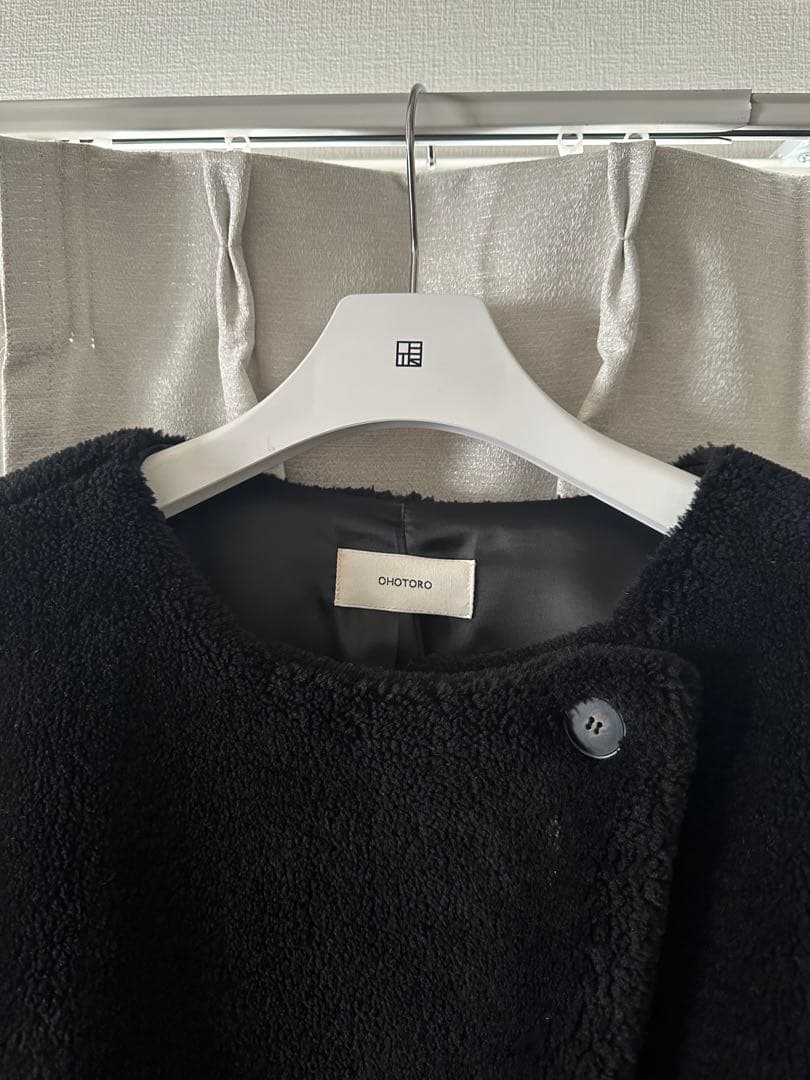 ブラック ノーカラーコート オーバーサイズ