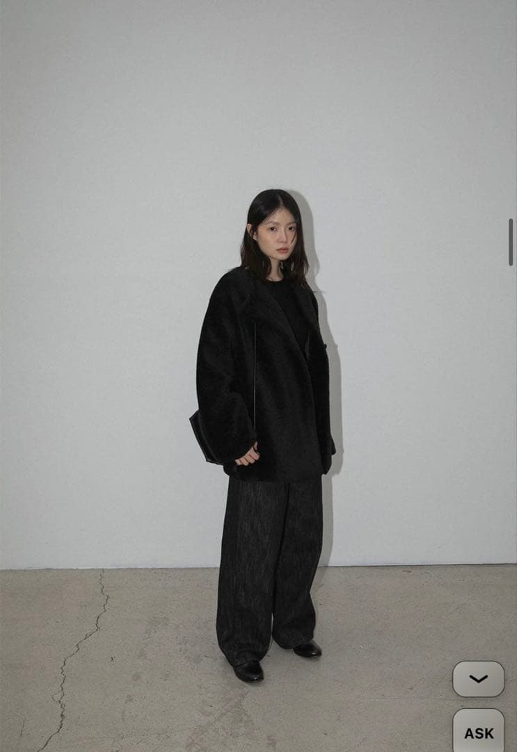 ブラック ノーカラーコート オーバーサイズ