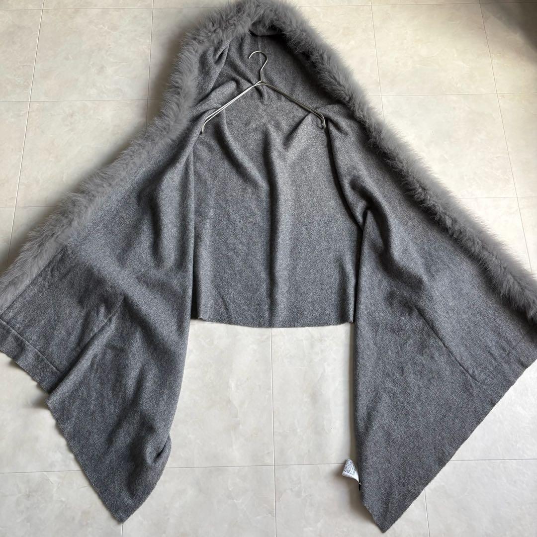 美品✨Diagram カシミヤ×FOXファー フードケープ ポンチョ グレー F