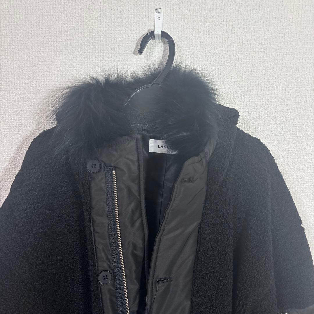 LASUD ファーボアコート　ブラック　未使用品　サイズ9号　定価34000円