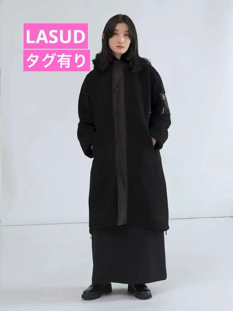 LASUD ファーボアコート　ブラック　未使用品　サイズ9号　定価34000円