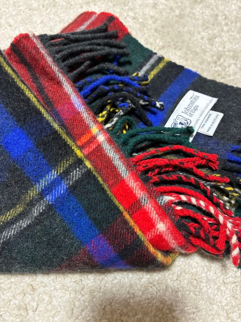 ジョンストンズ カシミヤ100% 中判ストール　チャコールグレースチュワート