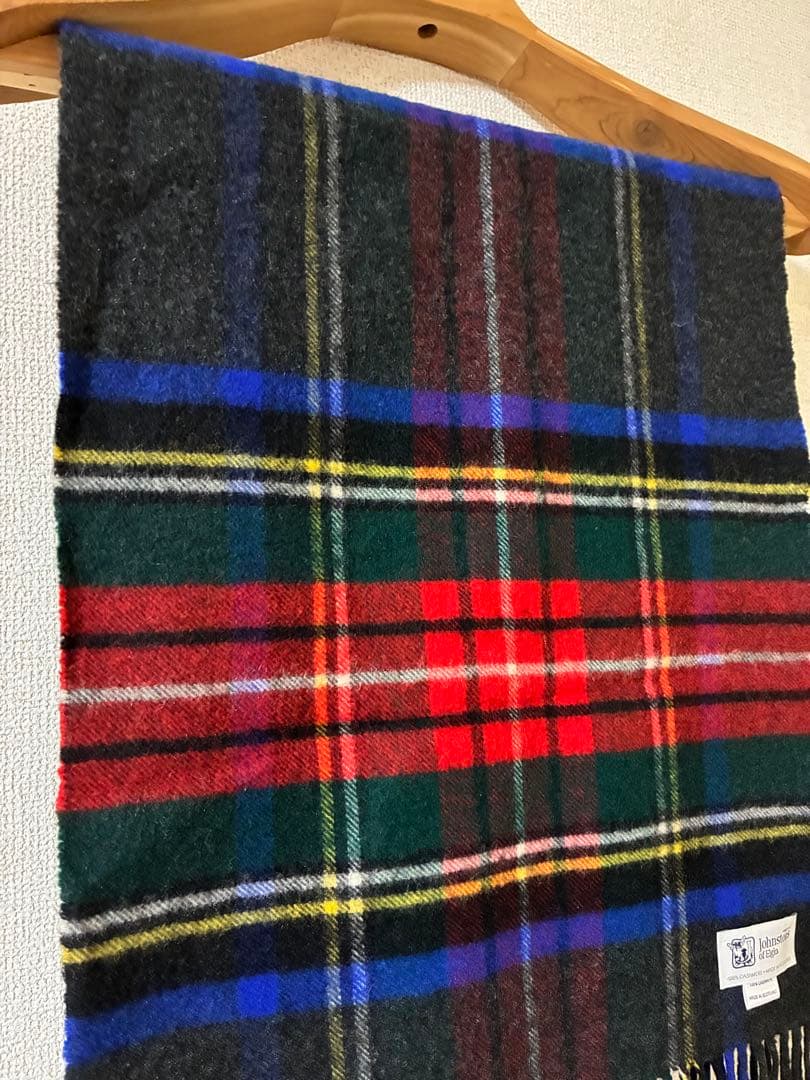 ジョンストンズ カシミヤ100% 中判ストール　チャコールグレースチュワート