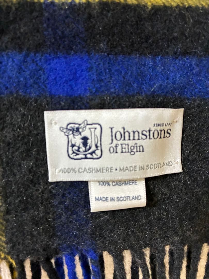 ジョンストンズ カシミヤ100% 中判ストール　チャコールグレースチュワート