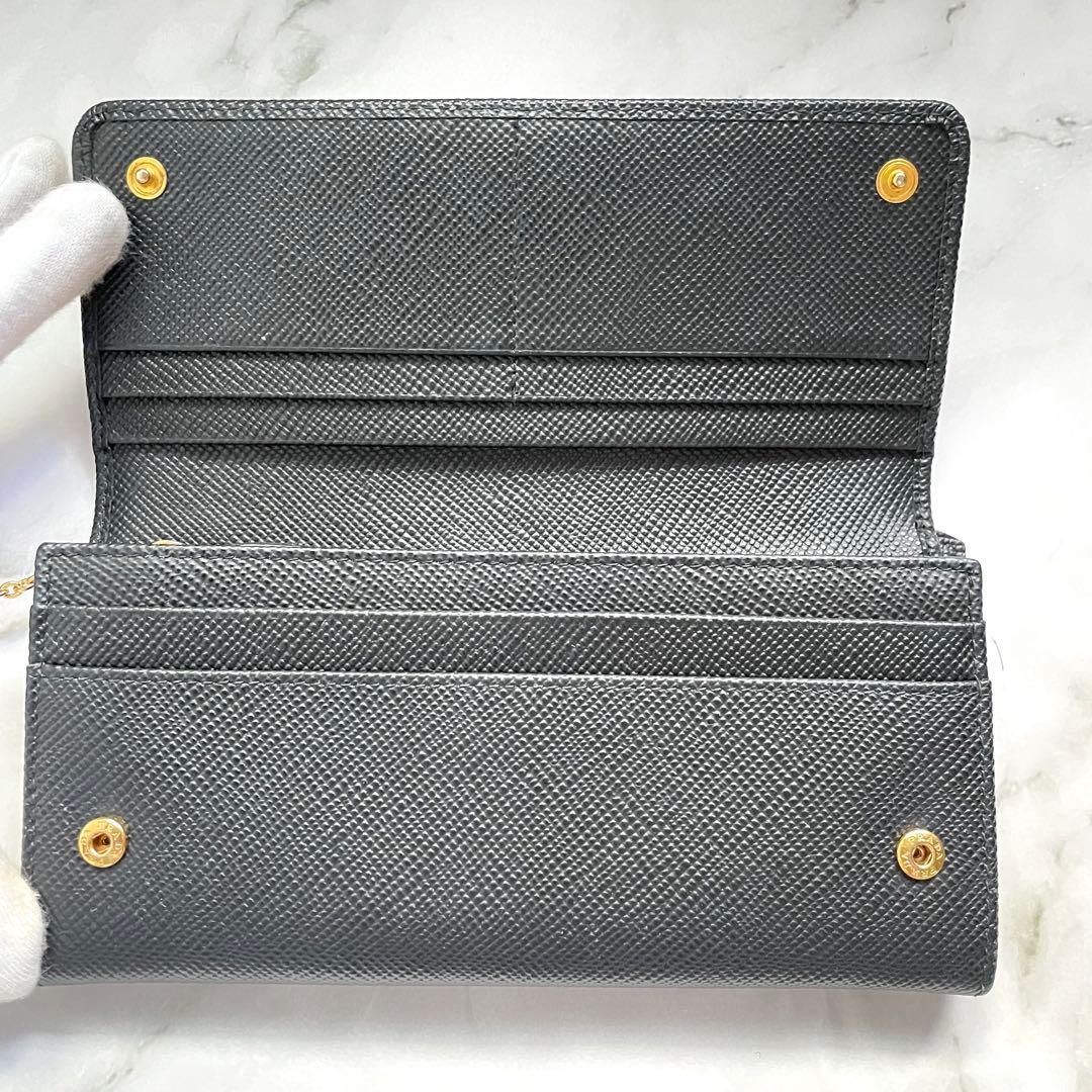 PRADA プラダ サフィアーノ 長財布 フラップ　2つ折り　極美品0119-①