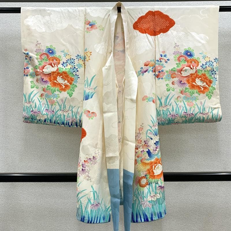 506ax90□お宮参り 女児 祝い着 掛け着 七五三にも 部分絞り 鳳凰□良好