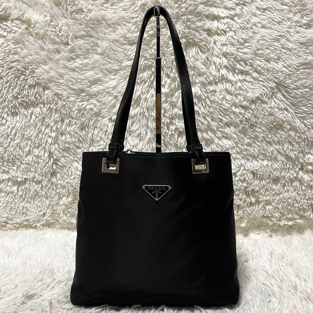 【超極美品】PRADA プラダ　トートバッグ　ナイロン　レザー　ブラック　肩掛け