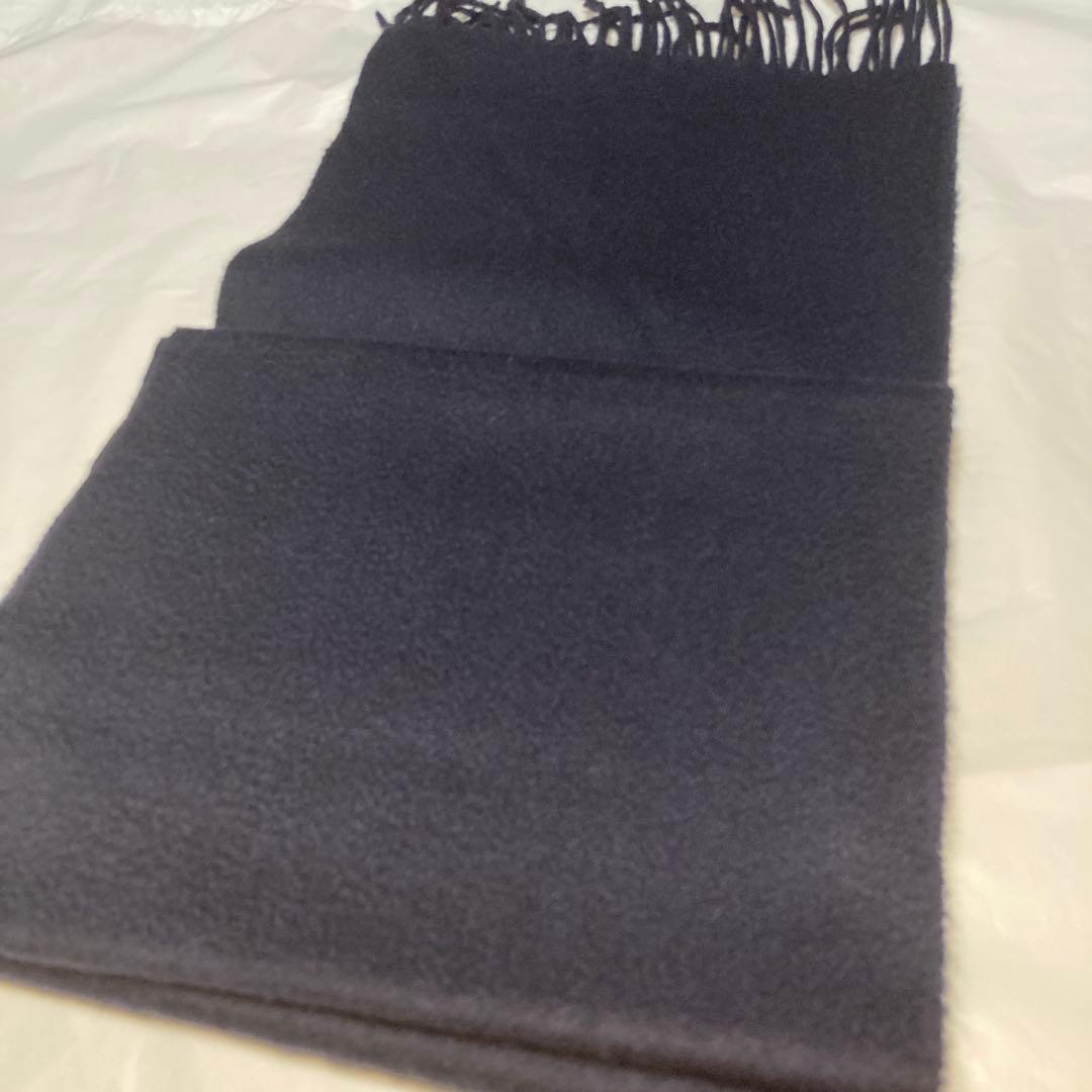 極美品 ジョンストンズ カシミヤ100％ マフラー ダークネイビー 国内正規品