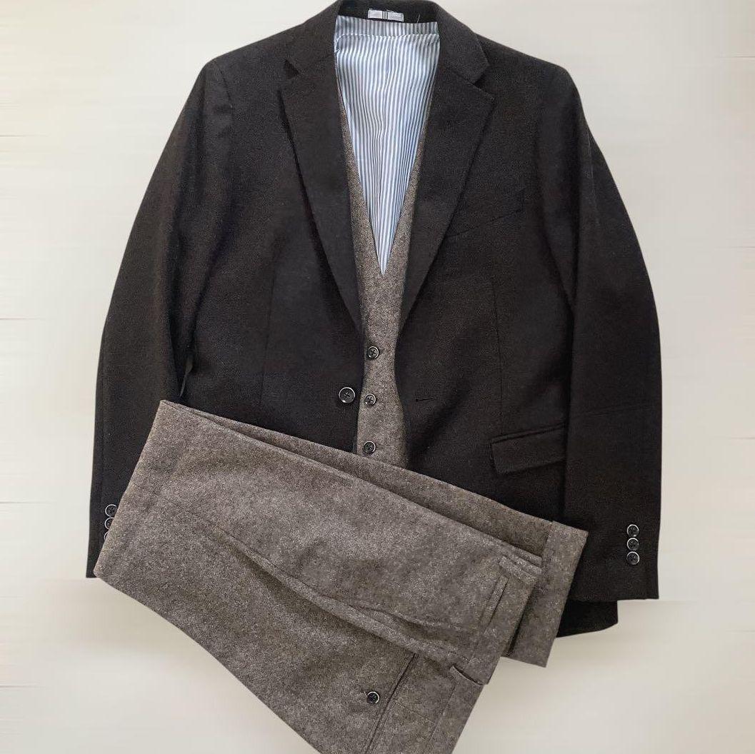 【美品】スーツセレクト 3ピース セットアップ 　ネイビーY5