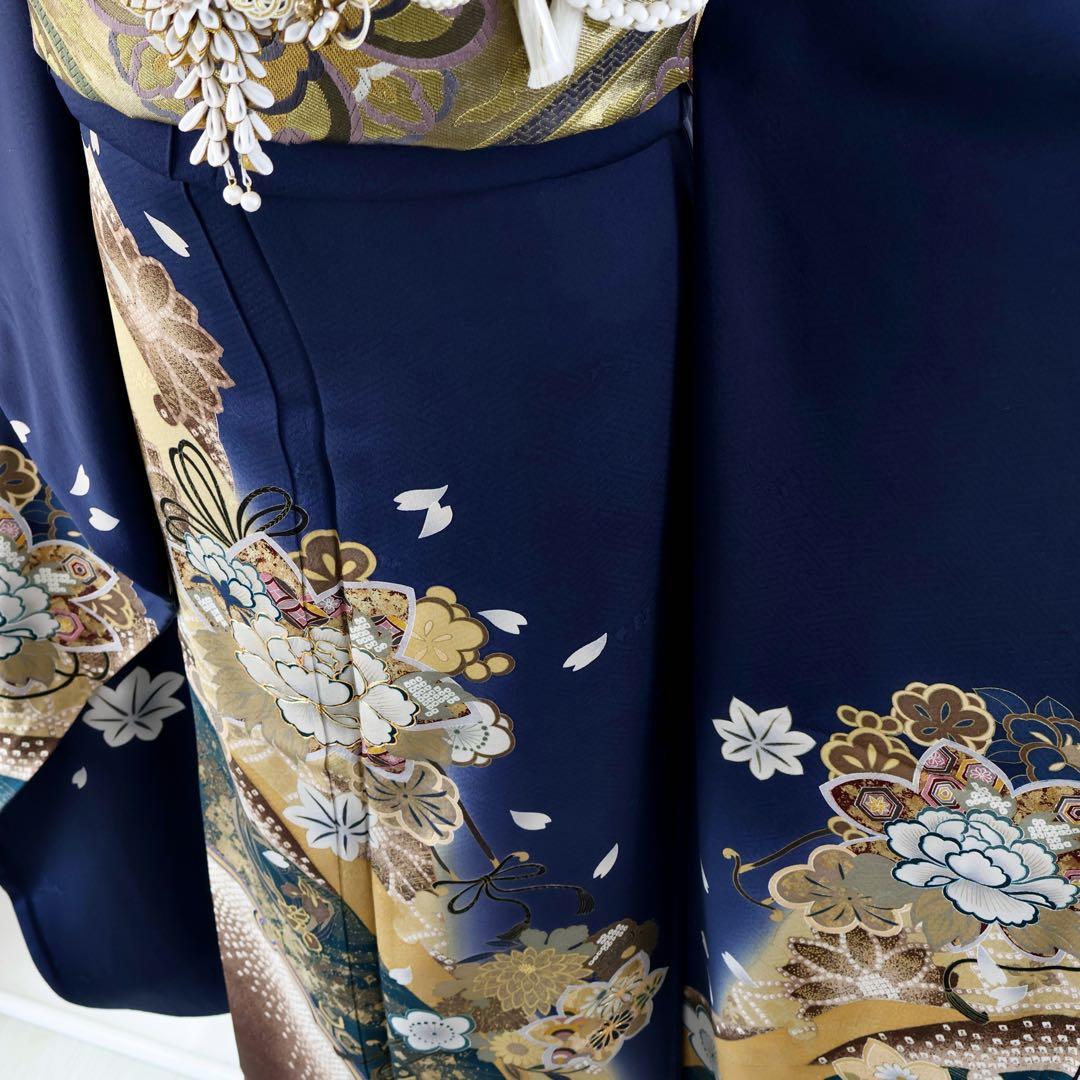 振袖セット 濃紺にゴールド 美品