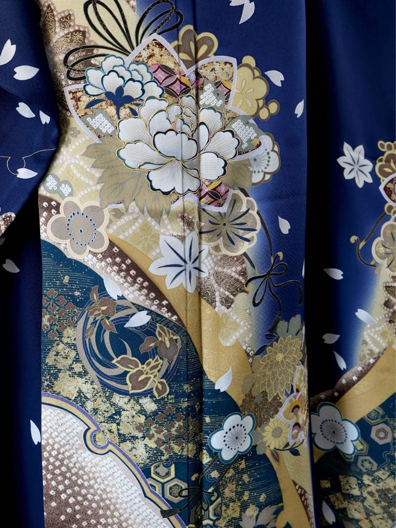 振袖セット 濃紺にゴールド 美品
