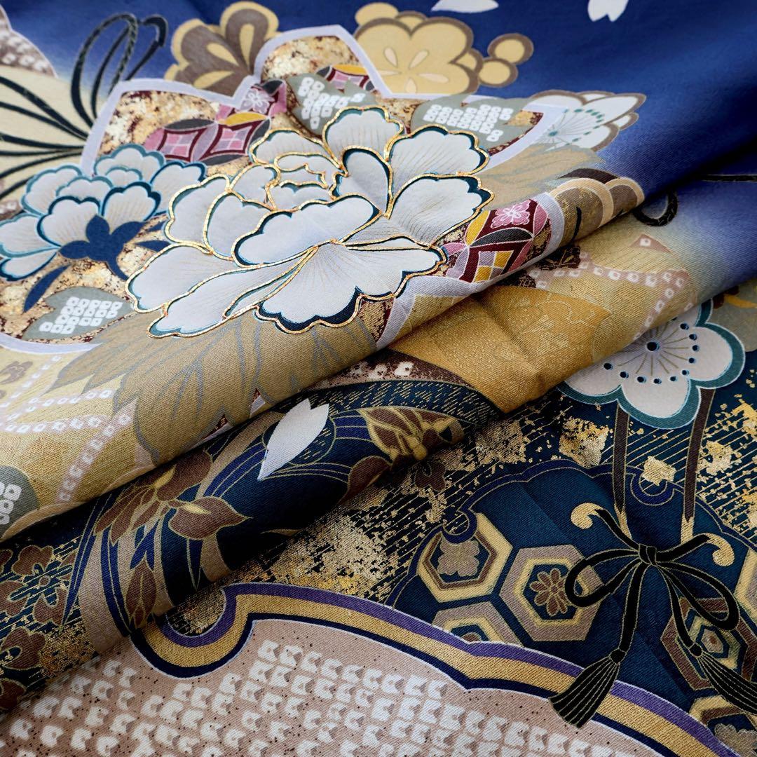 振袖セット 濃紺にゴールド 美品